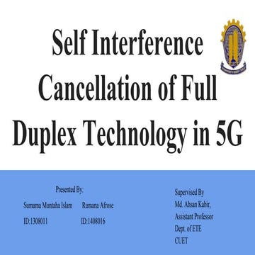 Self interference cancellation of full duplex technology in 5G