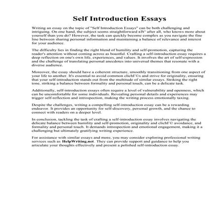 Self Introduction Essays. 001 Essay About Myself Introduction Bunch ...