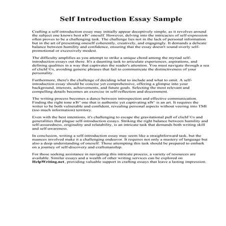 Self Introduction Essay Sample | PDF
