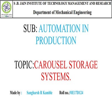 CAROUSEL STORAGE SYSTEMS (AUTOMATION IN PRODUCTION  )