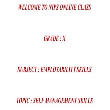Class 10  employability  SELF MANAGEMENT SKILLS.pptx