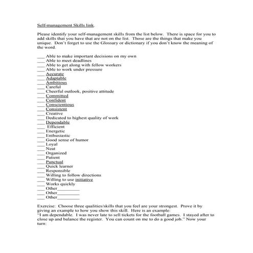 Self managment skills