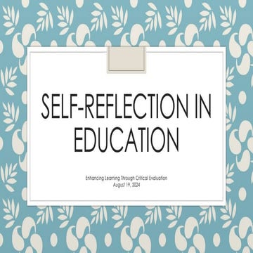 self reflection within the classroom environment