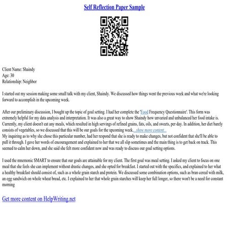 Self Reflection Paper Sample | PPT