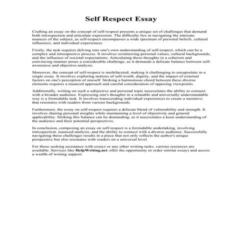 Self Respect Essay. Southwestern College (New Mexico)