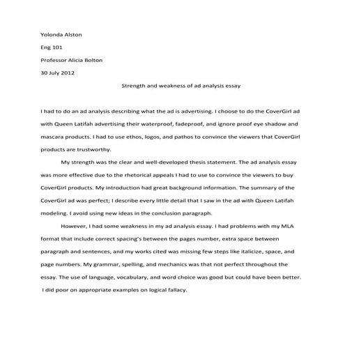 Self revise of ad essay