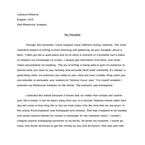 Self rhetorical analysis