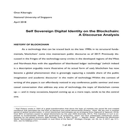 Self Sovereign Digital Identity on the Blockchain: A Discourse Analysis