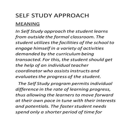 Self study approach