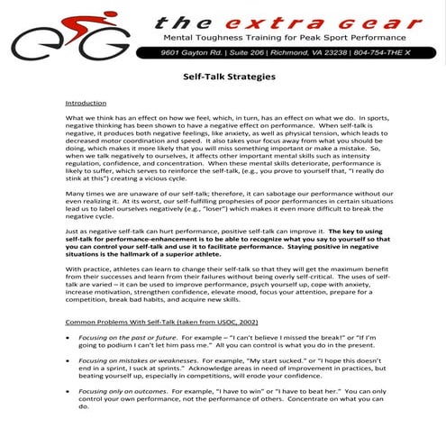 Self talk strategies