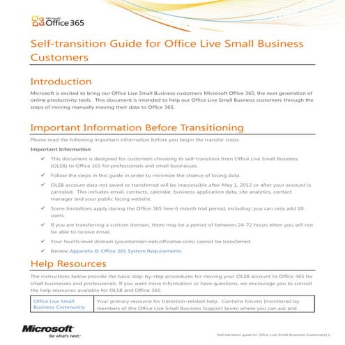 Self transition guide-for-olsb-customers-final-en-us