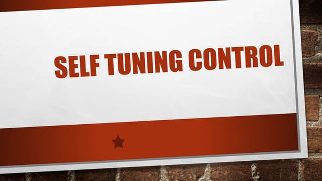 Self-Tuning Regulators education guide for engineering students | PDF