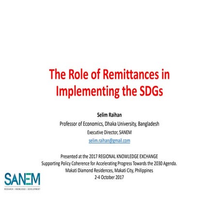 The Role of Remittances in Implementing the SDGs