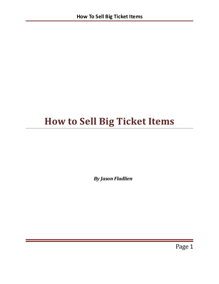Selling Big Ticket Items Online