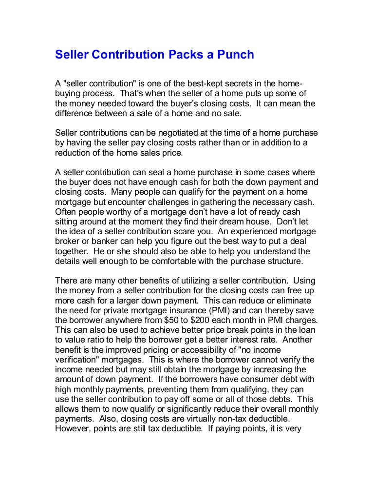 Seller Contributions When Purchasing a Home