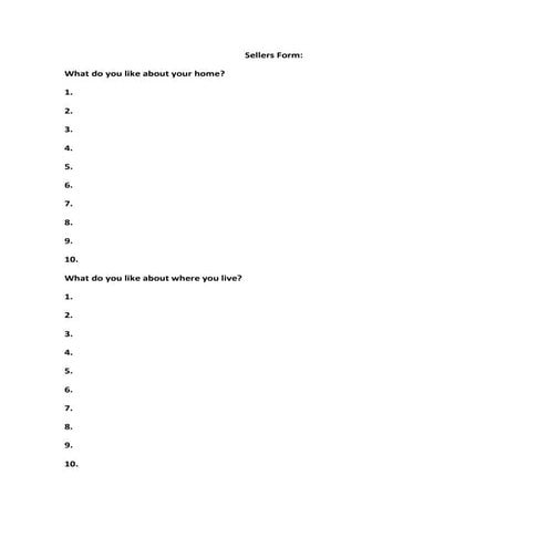 Sellers Form | PDF