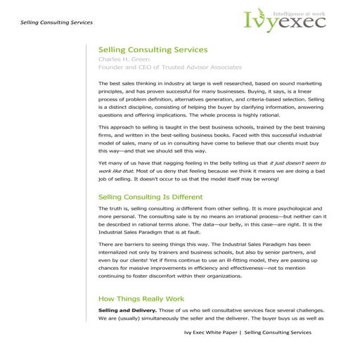 Selling Consulting Services