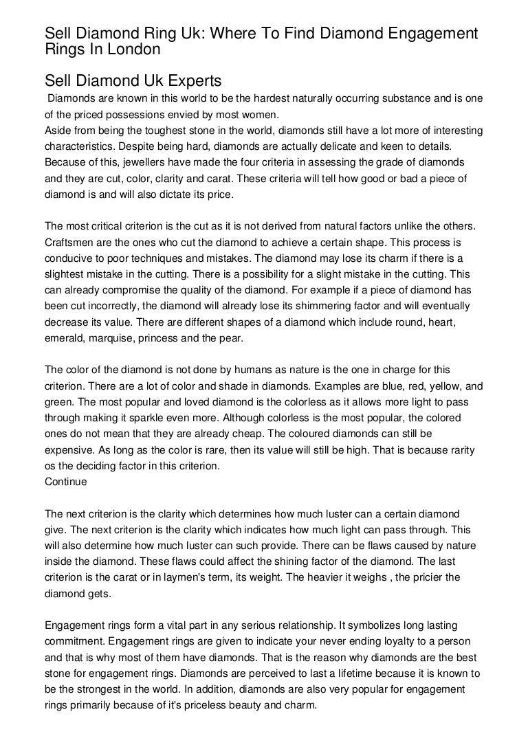 Sell Diamond Ring Uk: Where To Find Diamond Engagement Rings In London