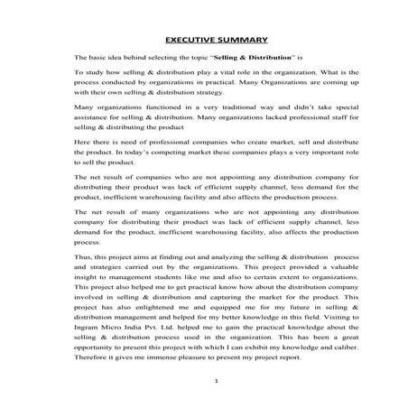 Selling & Distribution