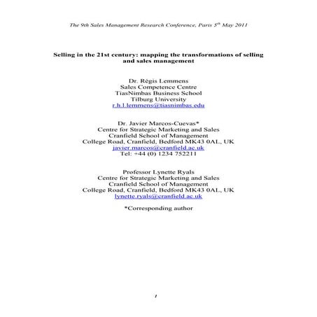 Selling in 21 century  mapping the transformations of selling final