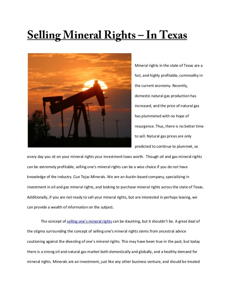 Selling mineral rights texas