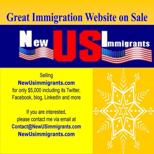 A Great Immigration Website on Sale! www.NewUsimmigrants.com
