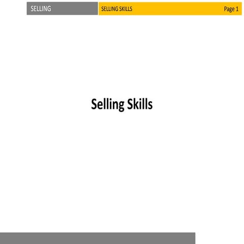 Selling skills