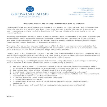 Selling your business and creating a business sales pack for the buyer