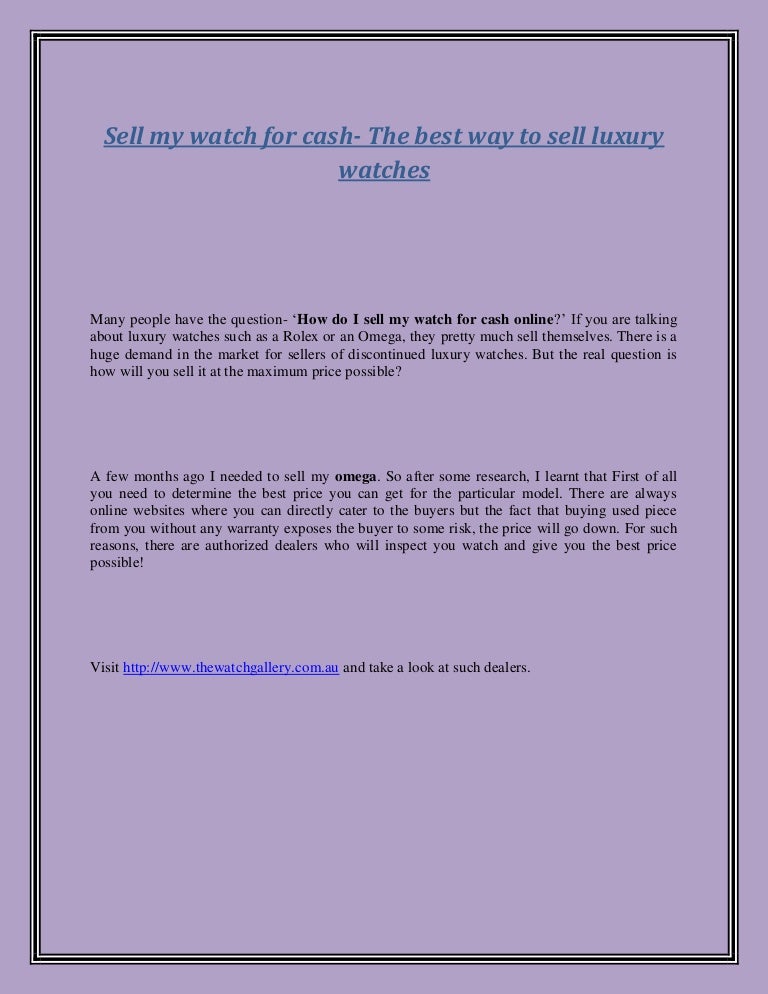 best way to sell watches