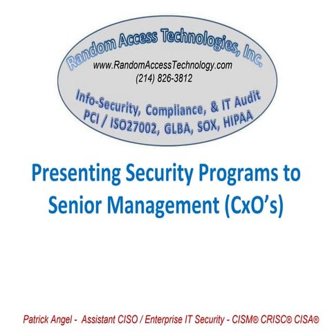 Sell Security Programs To Sr Mgt