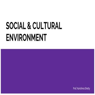SOCIAL & CULTURAL ENVIRONMENT