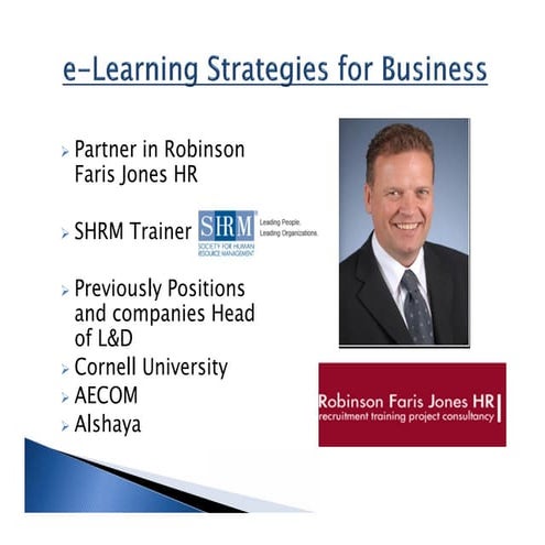 E-Learning Strategies for Business – A SHRM Seminar, Bill Robinson