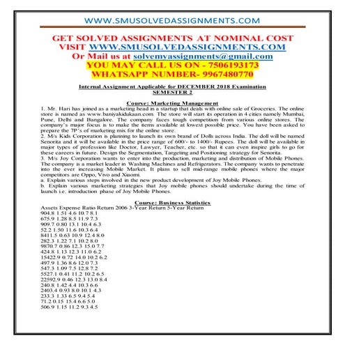 Sem 2 nmims December 2018 solved assignments