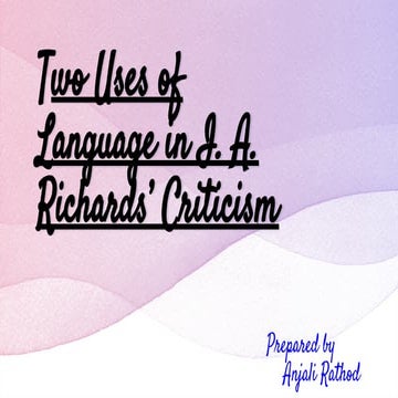 Two Uses of  Language in I. A. Richards’ Criticism