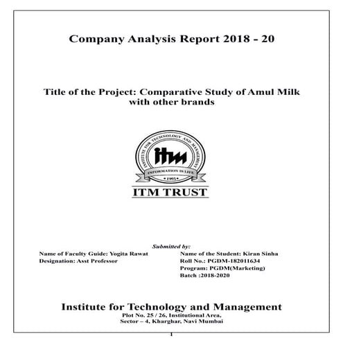 Final project on Amul Dairy