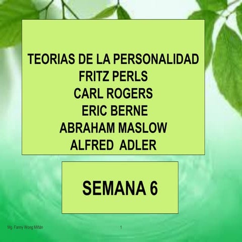  TEORIAS  DE LA PERSONALIDAD - FRITZ PERLS -CARL ROGERS - ERIC BERNE - ABRAHA...