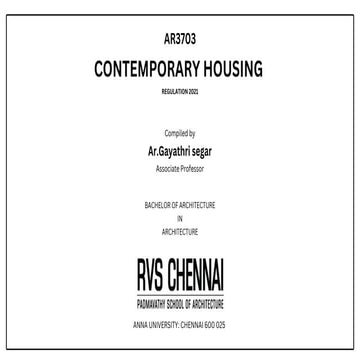 CONTEMPORARY HOUSING WITH ANNA UNIVERSITY QUESTION PAPER ANSWER BANK , SEM 7 ...