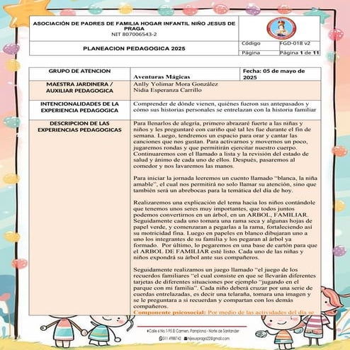 planeacion pedagogica para los grupos de prejardin y jardin | DOCX