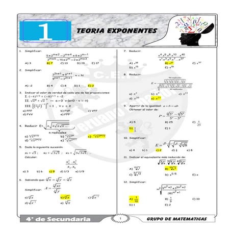 Semana 1   teoria de exponentes - 4° escolar - 2015