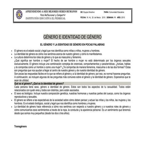 Agenda Semana 11 Institución Educativa El Pedregal