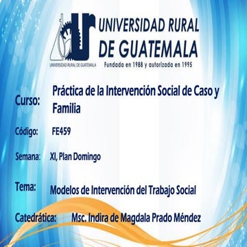 Semana 11, Práctica de la Intervención Social de Caso y Familia, Plan Domingo...