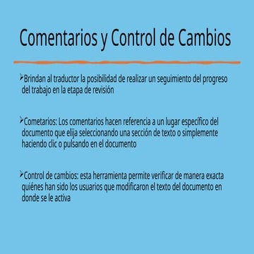 Comentarios y Control de Cambios, en word