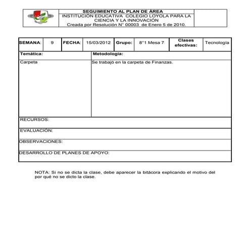 Bitacora formato | DOCX