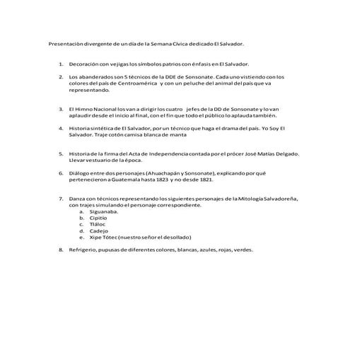 Semana cívica presentaciòn divergente de un día de la semana cívica dedicado el salvador (autoguardado)