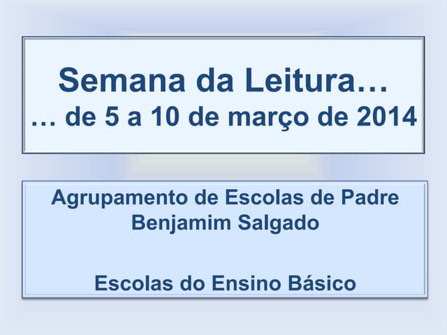 Semana da leitura pp