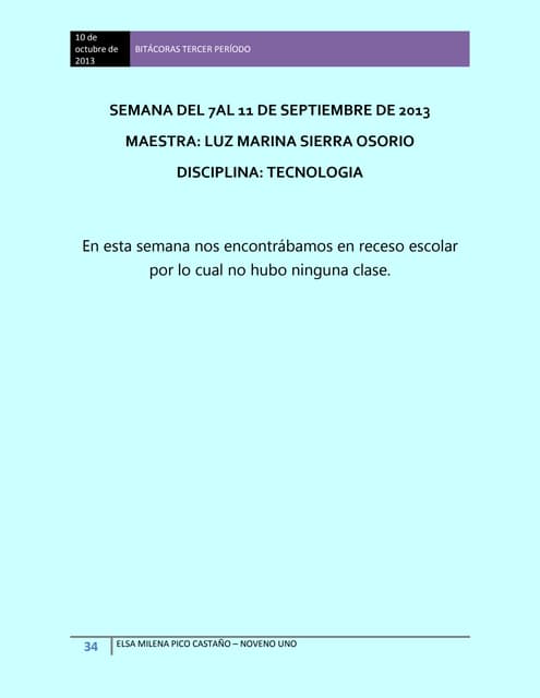 Semana del 26 al 30 de agosto de 2013