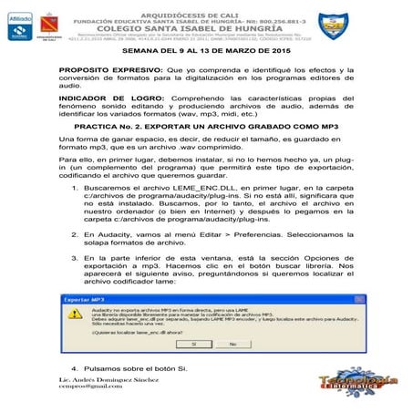 Semana del 9 al 13 de marzo de 2015 noveno