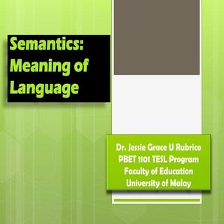 Semantics: Meanings of Language