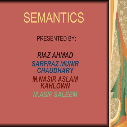 Semantics Introduction By Riaz | PPT