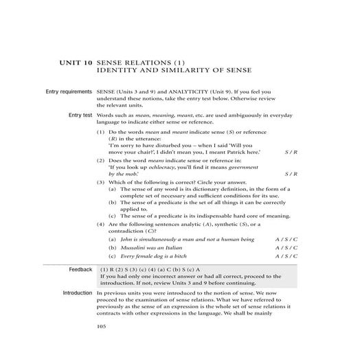 Semantics   session 4b sense relations identity and similarity of sense